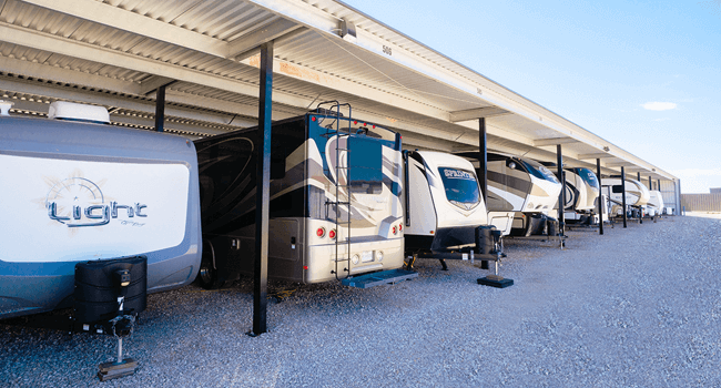 RV Canopy Storage 130th & University has canopy spaces for RV and boats