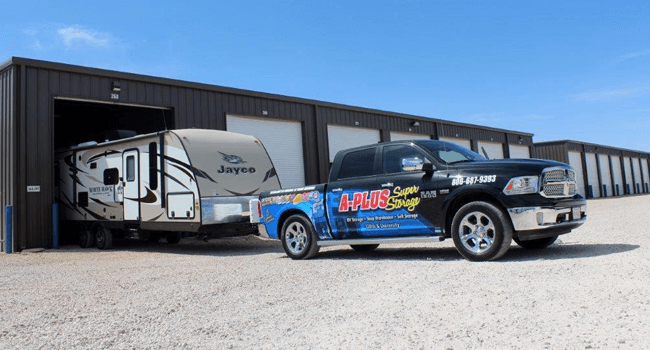 A Plus Super Storage has enclosed RV storage at 130th & University
