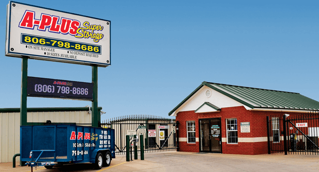 A Plus Super Storage office at 104th & slide